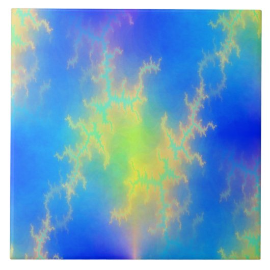 Blauer Himmel und goldgelbe Blitze Fliese (Vorderseite)