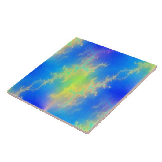 Blauer Himmel und goldgelbe Blitze Fliese (Seite)