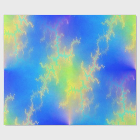 Blauer Himmel und goldgelbe Blitze Geschenkpapier (Flach)