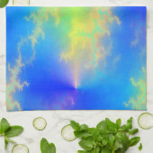 Blauer Himmel und goldgelbe Blitze Geschirrtuch (Gefaltet)