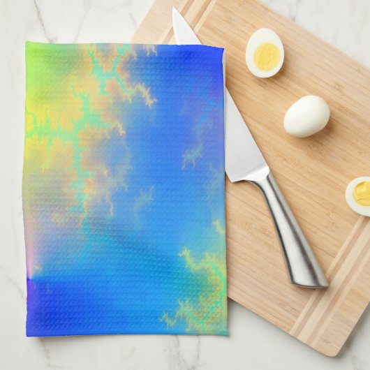 Blauer Himmel und goldgelbe Blitze Geschirrtuch (Viertel Falte)