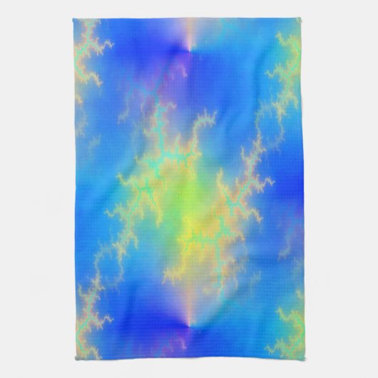 Blauer Himmel und goldgelbe Blitze Geschirrtuch (Vertikal)