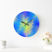 Blauer Himmel und goldgelbe Blitze Große Wanduhr (Zuhause)