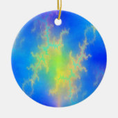 Blauer Himmel und goldgelbe Blitze Keramik Ornament (Vorne)
