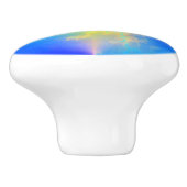 Blauer Himmel und goldgelbe Blitze Keramikknauf (Seitenansicht)