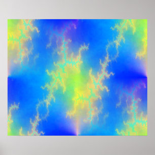 Blauer Himmel und goldgelbe Blitze Poster