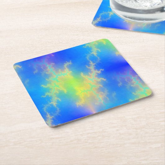 Blauer Himmel und goldgelbe Blitze Rechteckiger Pappuntersetzer (angewinkelt)