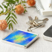 Blauer Himmel und goldgelbe Blitze Schlüsselanhänger (Seite)