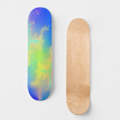 Blauer Himmel und goldgelbe Blitze Skateboard (Vorderseite)