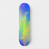 Blauer Himmel und goldgelbe Blitze Skateboard (Vorderseite)