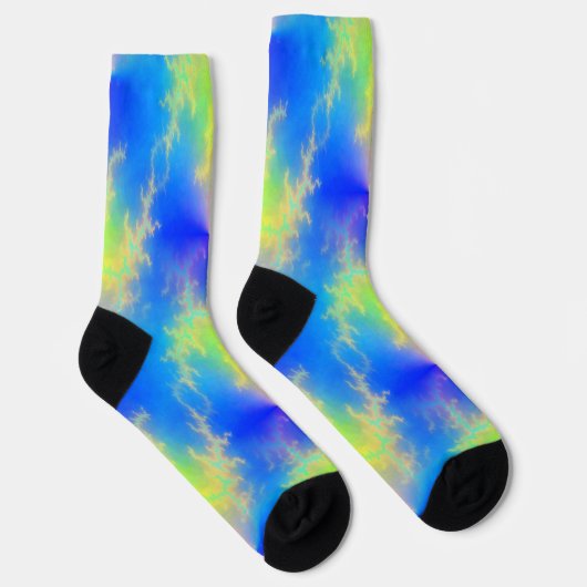 Blauer Himmel und goldgelbe Blitze Socken (Rechts)