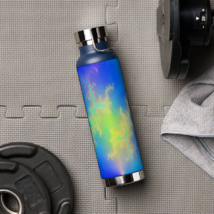 Blauer Himmel und goldgelbe Blitze Trinkflasche