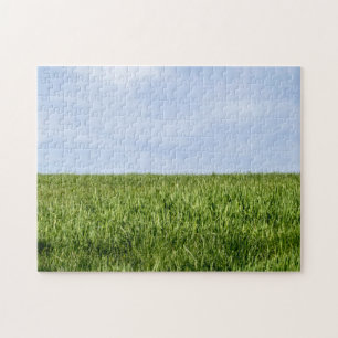 Blauer Himmel und grünes Gras (Tag der Erde ist je Puzzle
