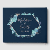 Blauer Himmel und Rose Gold-Hochzeitmonographie Gästebuch (Rückseite)