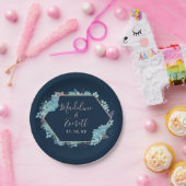 Blauer Himmel und Rose Gold-Hochzeitmonographie Pappteller (Party)