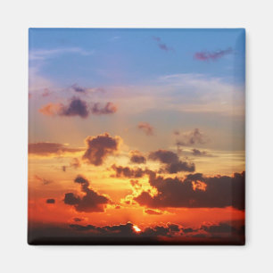 Blauer Himmel und roter Sonnenuntergang Magnet