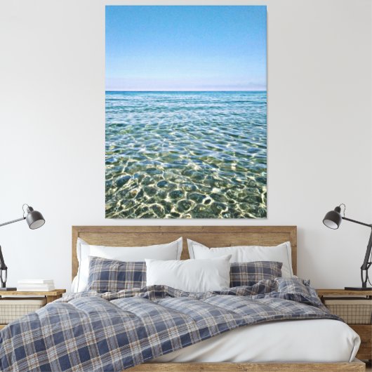 Blauer Himmel und schöne, ruhige Canvas am Meer Pr Leinwanddruck (Insitu (Schlafzimmer))