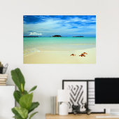 Blauer Himmel, weißer Sand und Starfish | Belitung Poster (Heimbüro)