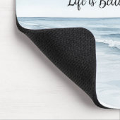 Blauer Himmel Weißes Flugzeug Strand Ozean Küste Mousepad (Ecke)