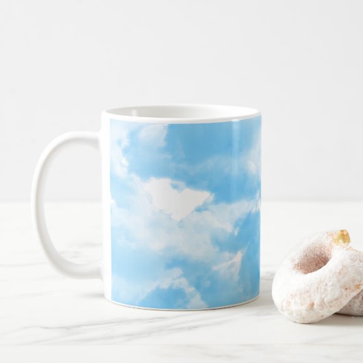 Blauer Himmel Wolken Kaffeetasse (Mit Donut)