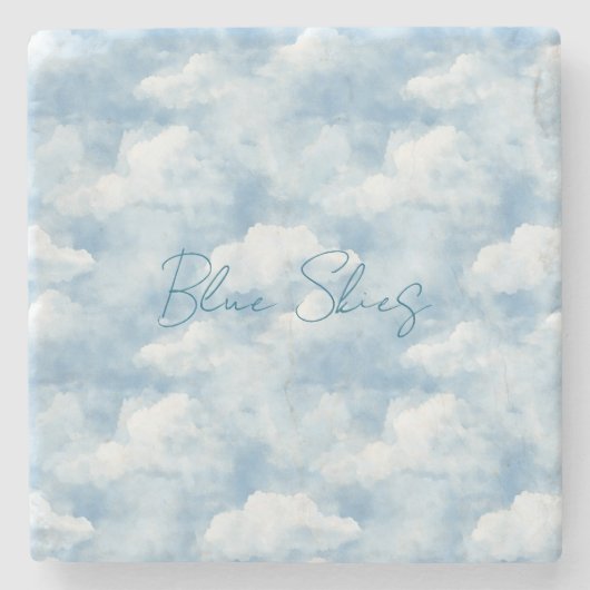 Blauer Himmel Wolken Steinuntersetzer (Vorderseite)