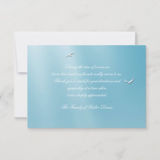 Blauer Himmels-Trauerfall danken Ihnen Notecard Dankeskarte (Vorderseite)
