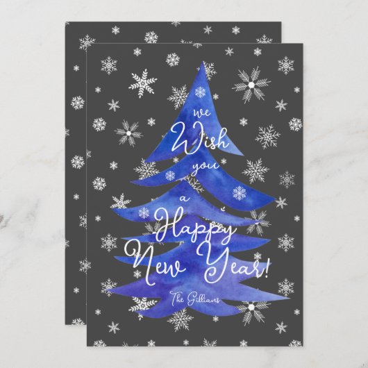 Blauer Himmelsbaum Feiertagskarte (Vorne/Hinten)