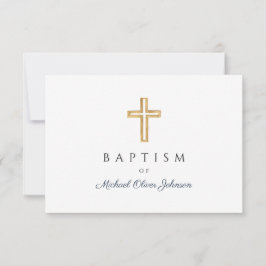 Blauer Himmelskörper Religiöse Cross Boy Taufe RSVP Karte