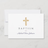 Blauer Himmelskörper Religiöse Cross Boy Taufe RSVP Karte (Rückseite)