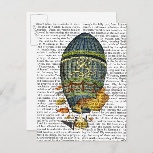 Blauer Himmelsluftballon Postkarte (Vorne/Hinten)