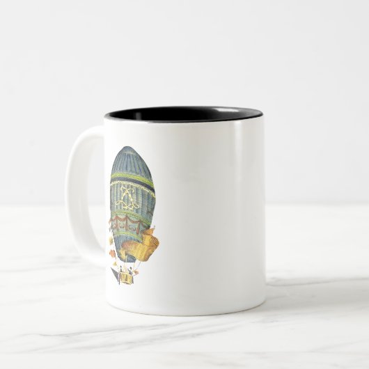 Blauer Himmelsluftballon Zweifarbige Tasse (Vorderseite Links)