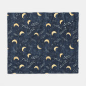 Blauer Himmelsmond und Blattblanket Fleecedecke (Vorderseite (Horizontal))
