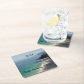 Blauer Himmelssandstrand und Meer Rechteckiger Pappuntersetzer (Vor Ort)