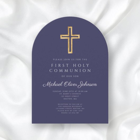 Blauer Himmelsschiff Erster Kommunionbogen Einladung
