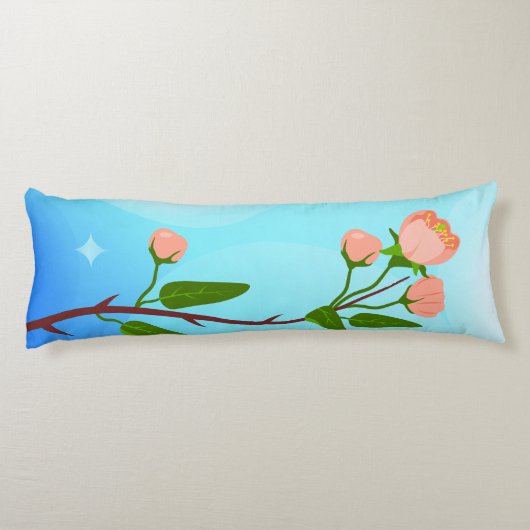 Blauer Himmelsverlauf mit blühendem Frühlingsarm Seitenschläferkissen (Rückseite)