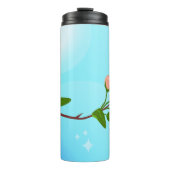 Blauer Himmelsverlauf mit blühendem Frühlingsarm Thermosbecher (Vorderseite)