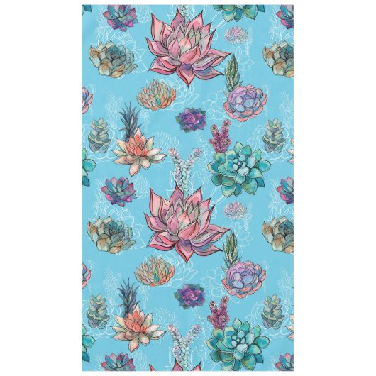 Blauer Hintergrund-Blumenkunst Tischdecke (Vorderseite)