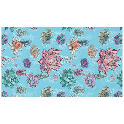 Blauer Hintergrund-Blumenkunst Tischdecke (Vorderseite (Horizontal))