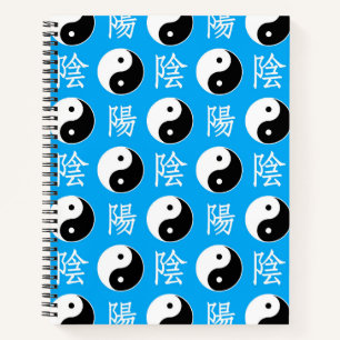 Blauer Hintergrund chinesisches Yinyang-Muster Notizblock