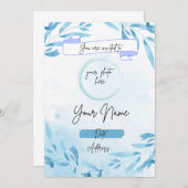 Blauer Hintergrund - Einladung zum Geburtstag (Vorne/Hinten)