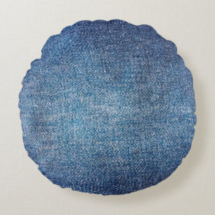 Blauer Hintergrund, Jeans Textur Hintergrund. T Rundes Kissen