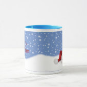 Blauer Hintergrund ließ es schneien Tasse (Zentrum)