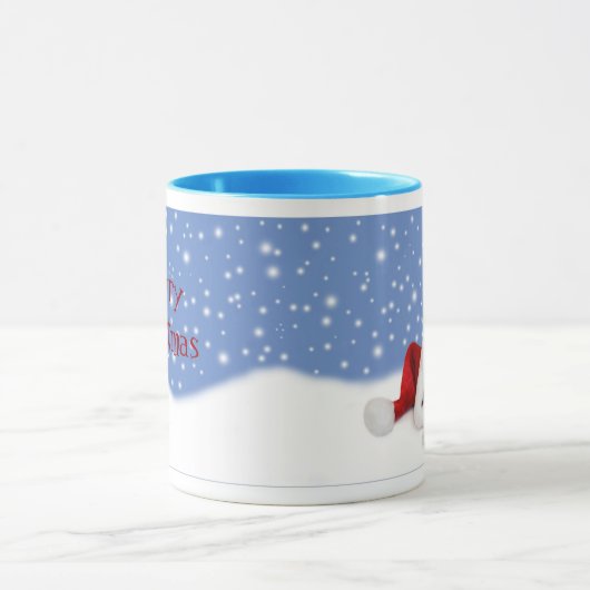 Blauer Hintergrund ließ es schneien Tasse (Zentrum)