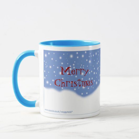 Blauer Hintergrund ließ es schneien Tasse (Links)