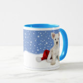 Blauer Hintergrund ließ es schneien Tasse (VorderseiteRechts)