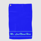 Blauer Hintergrund mit Aquamarine-Skript Ähnlichem Golfhandtuch (Vorderseite)