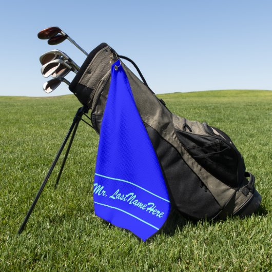 Blauer Hintergrund mit Aquamarine-Skript Ähnlichem Golfhandtuch (Gras)