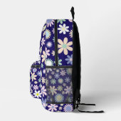 Blauer Hintergrund mit Blumenmuster Bedruckter Rucksack (Rechts)