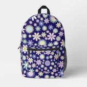 Blauer Hintergrund mit Blumenmuster Bedruckter Rucksack (Vorderseite)