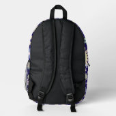 Blauer Hintergrund mit Blumenmuster Bedruckter Rucksack (Rückseite)